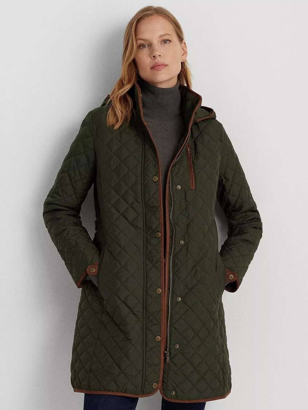 LAUREN RALPH LAUREN Women's Size Medium Green Quilted Coat